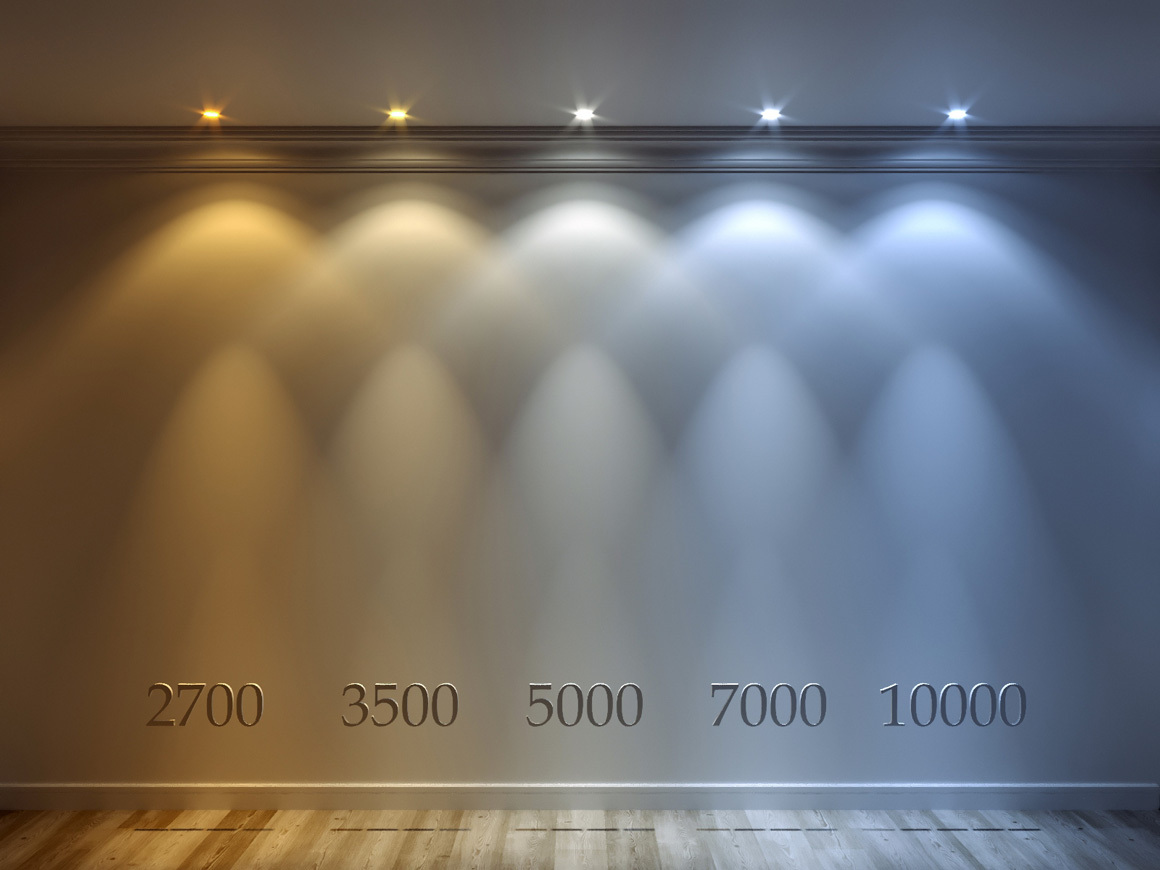 Сравнение светодиодного света в диапазоне от 2700-10000 кельвин.